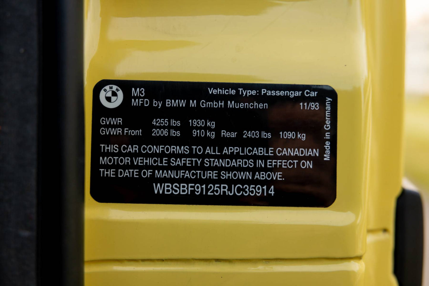 1994 BMW M3 Canadian Euro Spec #4/45