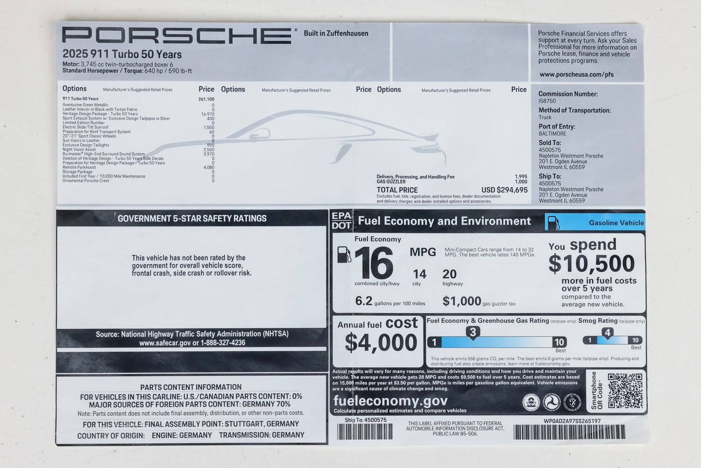 2025 Porsche 911 Turbo 50 Years