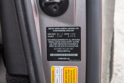 2012 Aston Martin V12 Vantage Manual